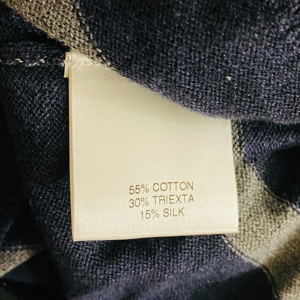 Mens XL Cremieux Classics Sweater V-Neck Knit Blue Gray Stripe Cotton Silk Blend